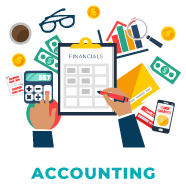 A thumbnail image showing a person working on accounting documents